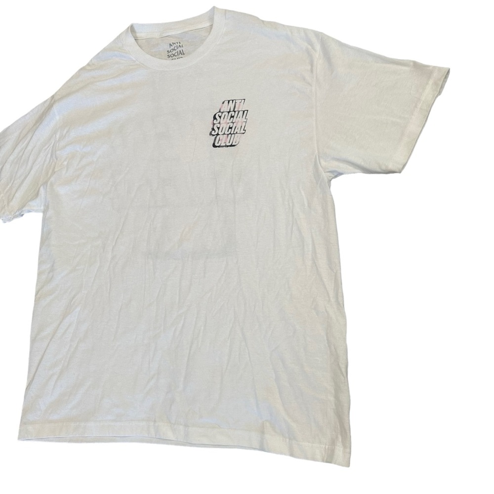 Anti Social Social Club T-shirt Mens Size XL White Short Sleeve Pink Plaid - Picture 6 of 9